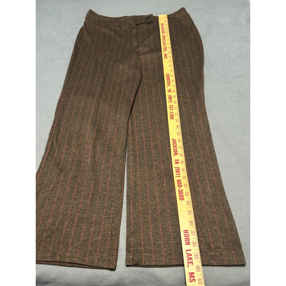 New York & Company Brown Herringbone Orange Pinstripe Wide Leg Pants XL Average - Picture 6 of 8